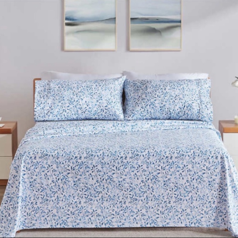Charisma Microfiber Bedding Sheet Set - Blue - Picture 2 of 3
